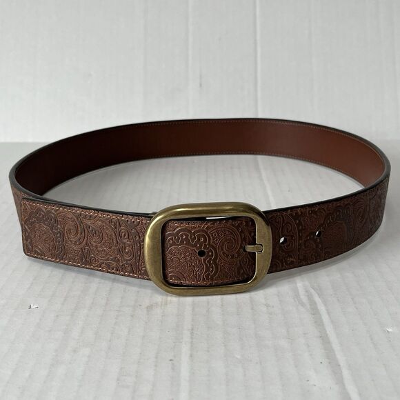 Robert Graham Reversible Genuine Leather Belt Cognac / Brown Embossed Size 34 - Picture 1 of 13